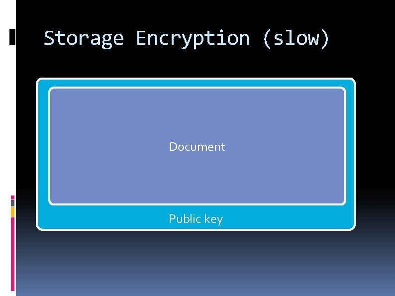 Storage Encryption (slow) Document Public key 