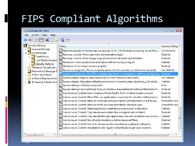 FIPS Compliant Algorithms 