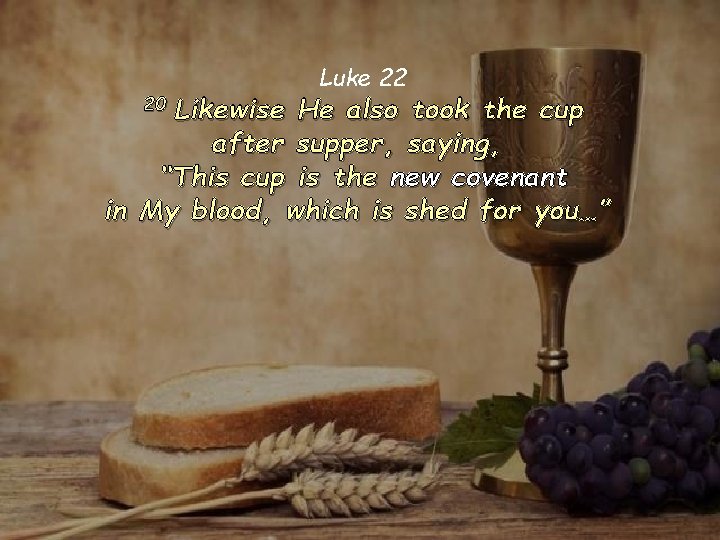 Luke 22 Likewise He also took the cup after supper, saying, “This cup is