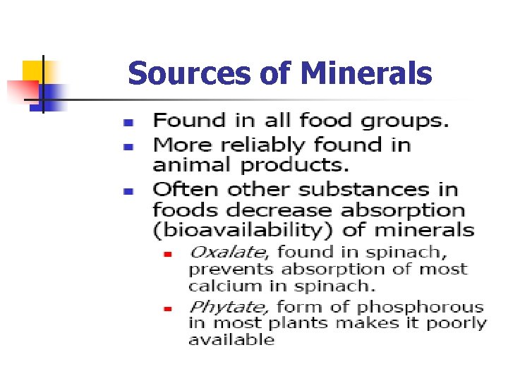 Sources of Minerals 