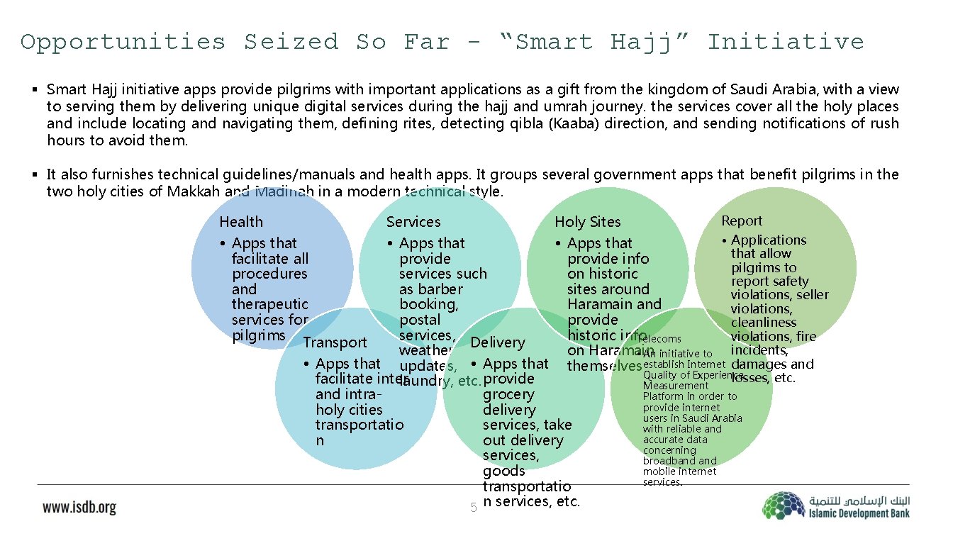 Opportunities Seized So Far - “Smart Hajj” Initiative § Smart Hajj initiative apps provide