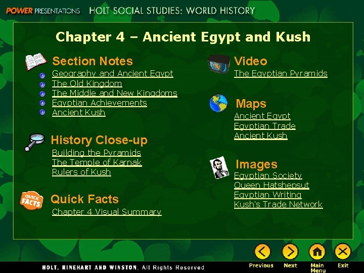 Chapter 4 – Ancient Egypt and Kush Section Notes Video Geography and Ancient Egypt