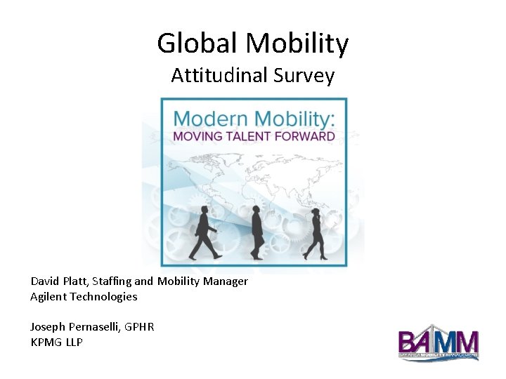 Global Mobility Attitudinal Survey David Platt, Staffing and Mobility Manager Agilent Technologies Joseph Pernaselli,