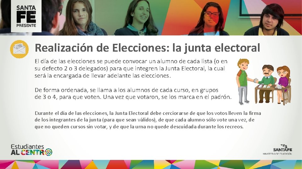 Realización de Elecciones: la junta electoral El día de las elecciones se puede convocar