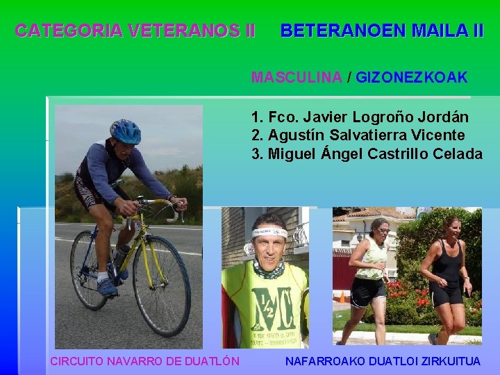 CATEGORIA VETERANOS II BETERANOEN MAILA II MASCULINA / GIZONEZKOAK 1. Fco. Javier Logroño Jordán