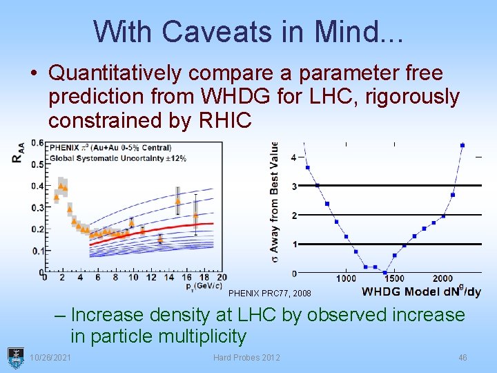With Caveats in Mind. . . • Quantitatively compare a parameter free prediction from