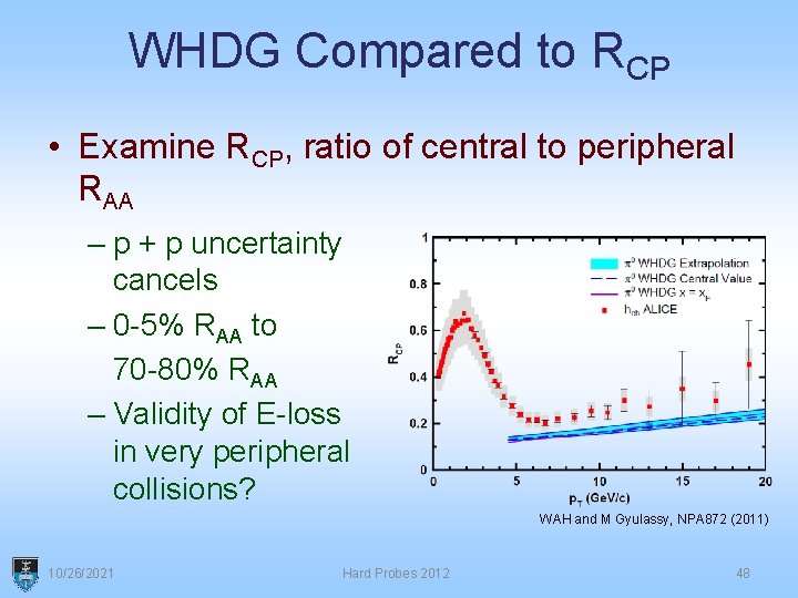 WHDG Compared to RCP • Examine RCP, ratio of central to peripheral RAA –