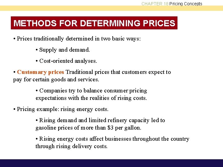 18 CHAPTER Pricing Concepts Chapter Objectives 1 Outline