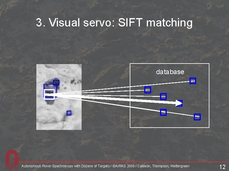 3. Visual servo: SIFT matching database Autonomous Rover Spectroscopy with Dozens of Targets / 3. Visual servo: SIFT matching database Autonomous Rover Spectroscopy with Dozens of Targets /