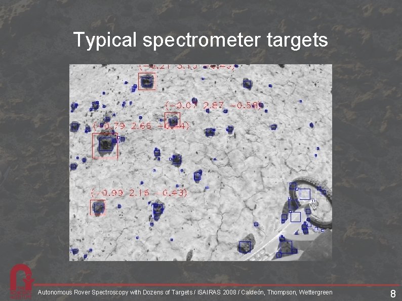 Typical spectrometer targets Autonomous Rover Spectroscopy with Dozens of Targets / i. SAIRAS 2008 Typical spectrometer targets Autonomous Rover Spectroscopy with Dozens of Targets / i. SAIRAS 2008