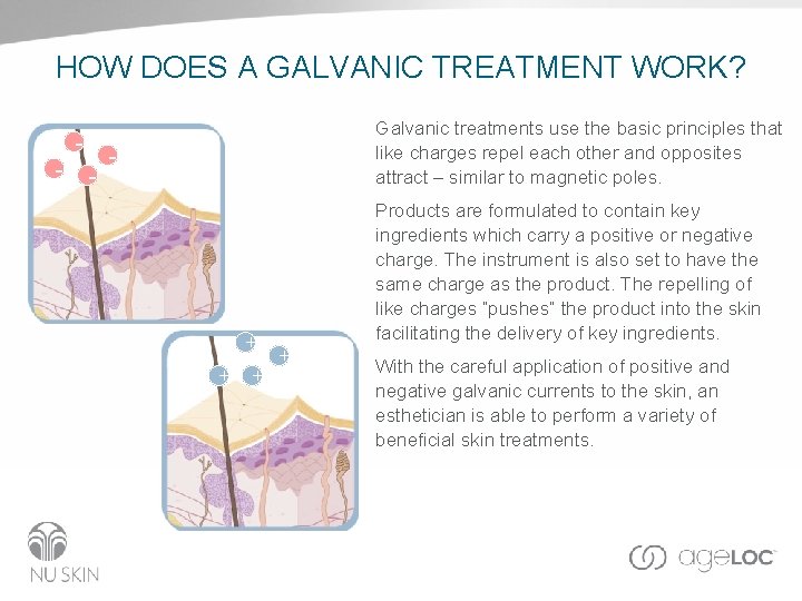 HOW DOES A GALVANIC TREATMENT WORK? Galvanic treatments use the basic principles that like