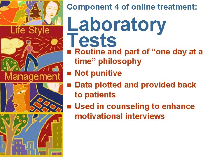 Component 4 of online treatment: Laboratory Tests Routine and part of “one day at