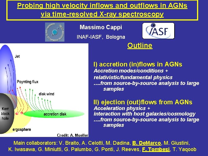 Probing high velocity inflows and outflows in AGNs via time-resolved X-ray spectroscopy Massimo Cappi