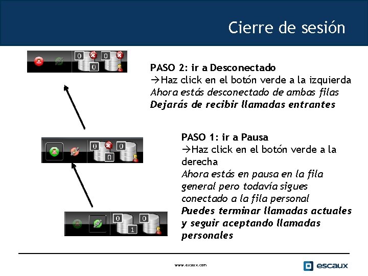 Cierre de sesión PASO 2: ir a Desconectado àHaz click en el botón verde