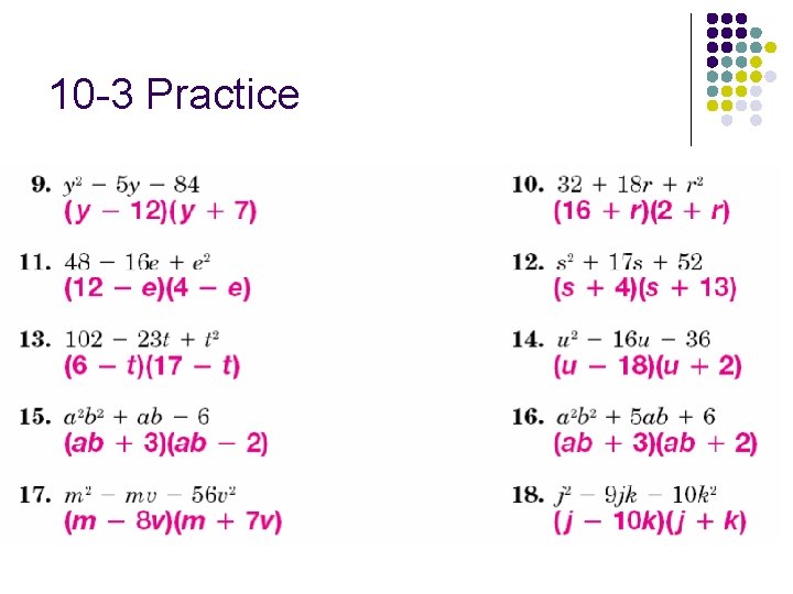 10 -3 Practice 