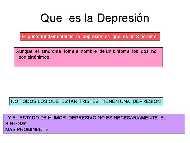 Que es la Depresión El punto fundamental de la depresión es que es un