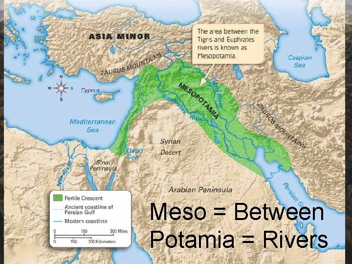 Meso = Between Potamia = Rivers 
