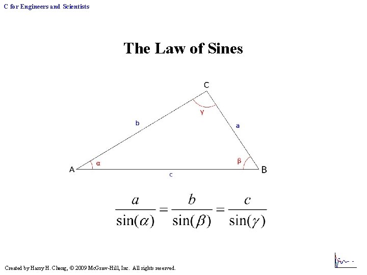 C for Engineers and Scientists The Law of Sines Created by Harry H. Cheng, C for Engineers and Scientists The Law of Sines Created by Harry H. Cheng,