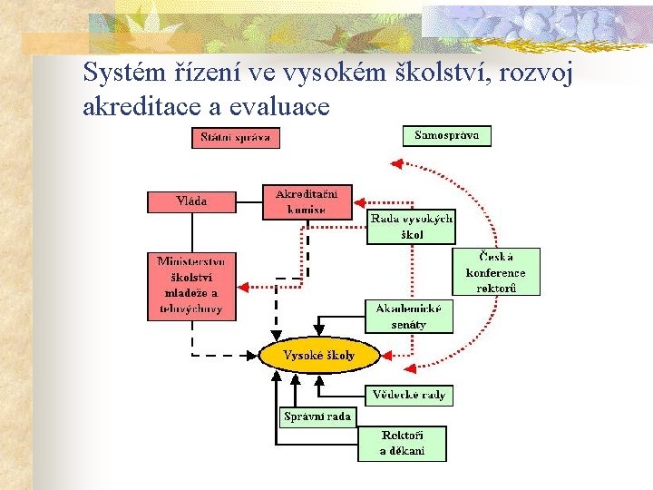 Systém řízení ve vysokém školství, rozvoj akreditace a evaluace 