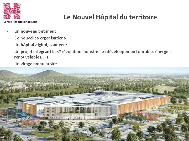 Le Nouvel Hôpital du territoire - Un nouveau bâtiment De nouvelles organisations Un hôpital