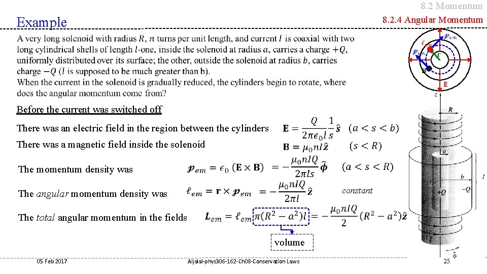 8. 2 Momentum Example 8. 2. 4 Angular Momentum Before the current was switched