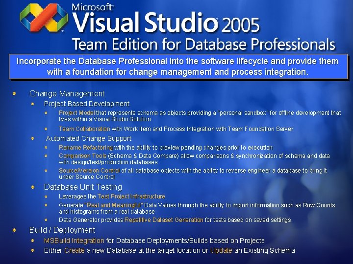 Incorporate the Database Professional into the software lifecycle and provide them with a foundation