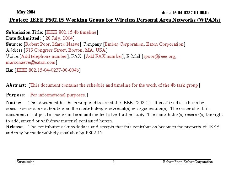 May 2004 doc. : 15 -04 -0237 -01 -004 b Project: IEEE P 802.