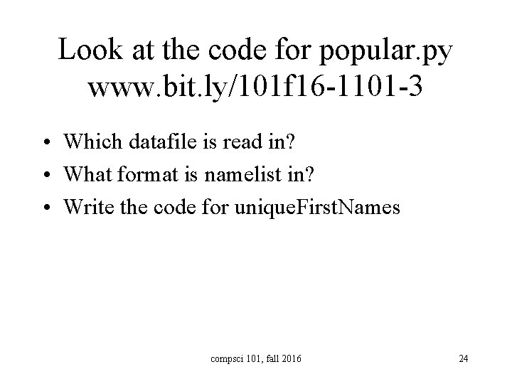 Look at the code for popular. py www. bit. ly/101 f 16 -1101 -3