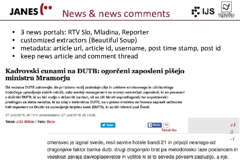 News & news comments • • 3 news portals: RTV Slo, Mladina, Reporter customized