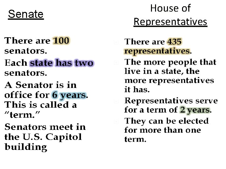 Senate House of Representatives 