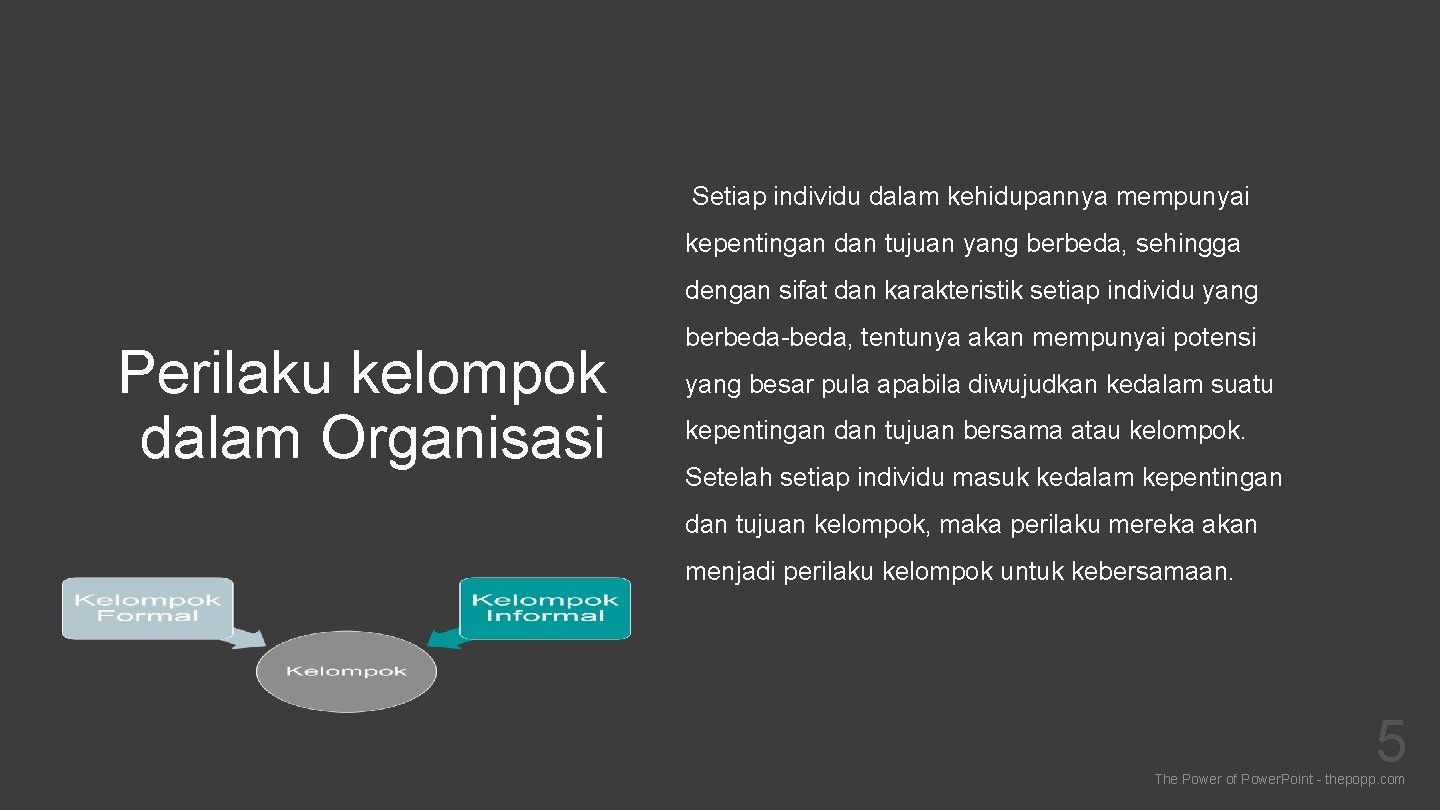 Setiap individu dalam kehidupannya mempunyai kepentingan dan tujuan yang berbeda, sehingga dengan sifat dan