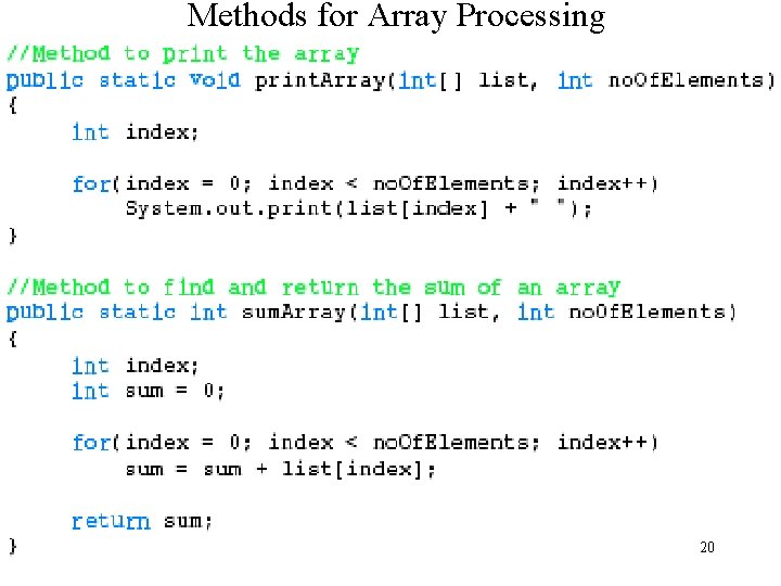 Methods for Array Processing 20 