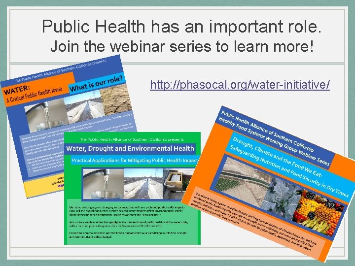 Public Health has an important role. Join the webinar series to learn more! http: