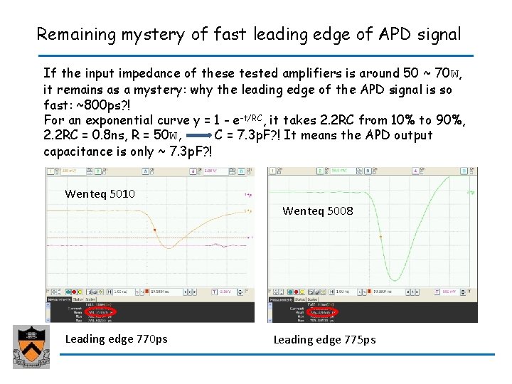 Remaining mystery of fast leading edge of APD signal If the input impedance of