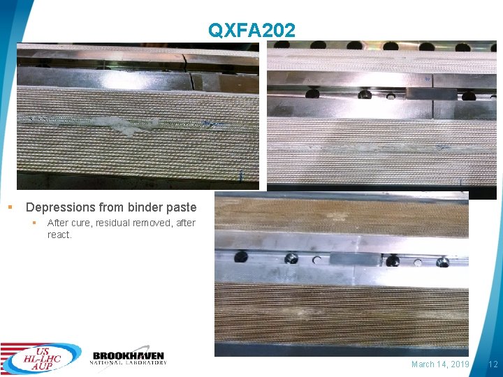 QXFA 202 § Depressions from binder paste § After cure, residual removed, after react.