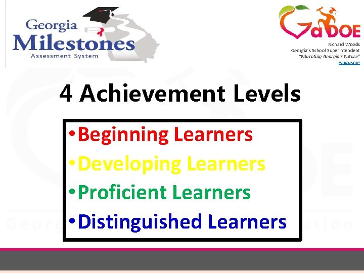 Richard Woods Georgia’s School Superintendent “Educating Georgia’s Future” gadoe. org 4 Achievement Levels •
