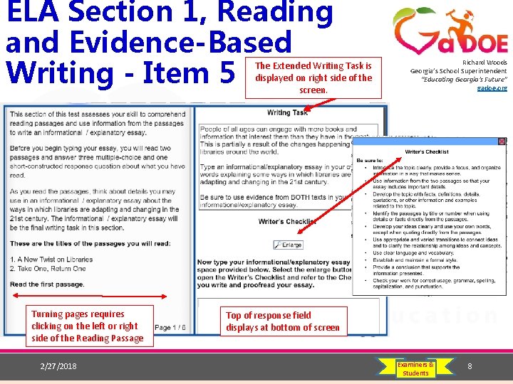 ELA Section 1, Reading and Evidence-Based Writing - Item 5 The Extended Writing Task