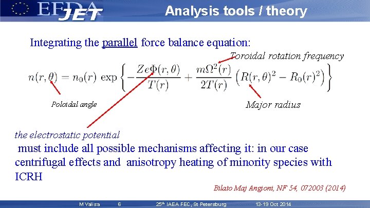 Analysis tools / theory Integrating the parallel force balance equation: Toroidal rotation frequency Major