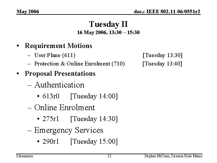 May 2006 doc. : IEEE 802. 11 -06/0551 r 2 Tuesday II 16 May