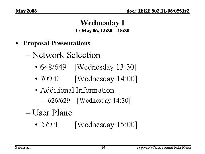 May 2006 doc. : IEEE 802. 11 -06/0551 r 2 Wednesday I 17 May