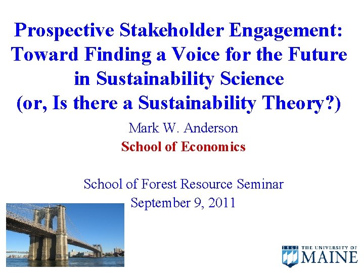 Prospective Stakeholder Engagement: Toward Finding a Voice for the Future in Sustainability Science (or,