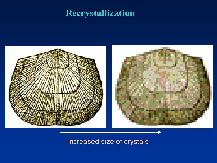 Recrystallization Increased size of crystals 