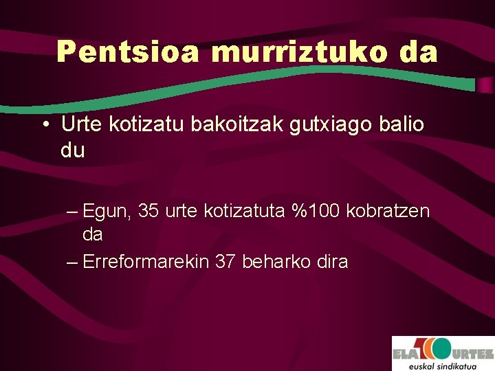 Pentsioa murriztuko da • Urte kotizatu bakoitzak gutxiago balio du – Egun, 35 urte