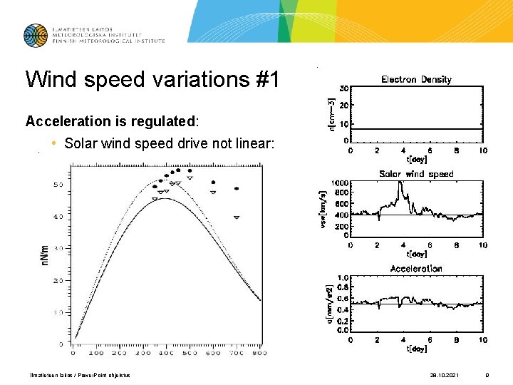 Wind speed variations #1 Acceleration is regulated: • Solar wind speed drive not linear: