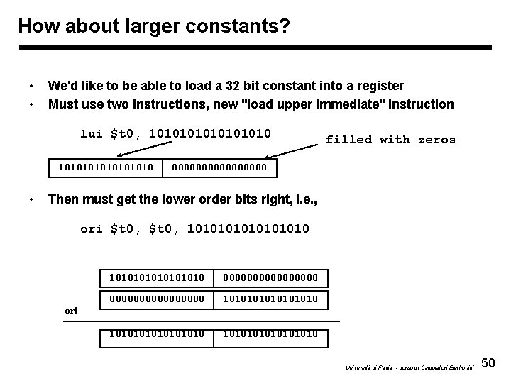 How about larger constants? • • We'd like to be able to load a