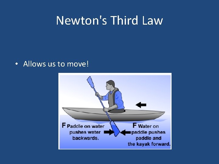 Newton's Third Law • Allows us to move! 