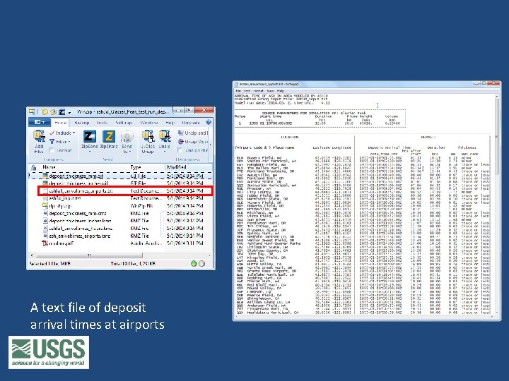 A text file of deposit arrival times at airports 