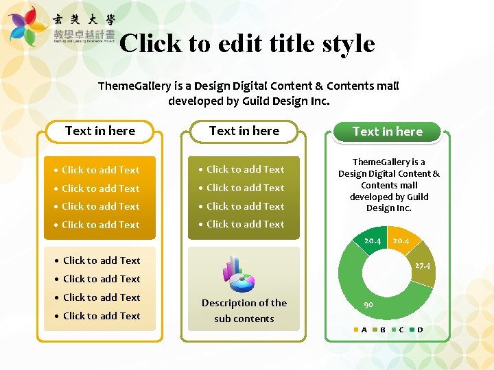 Click to edit title style Theme. Gallery is a Design Digital Content & Contents