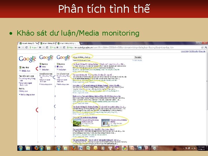 Phân tích tình thế • Khảo sát dư luận/Media monitoring 