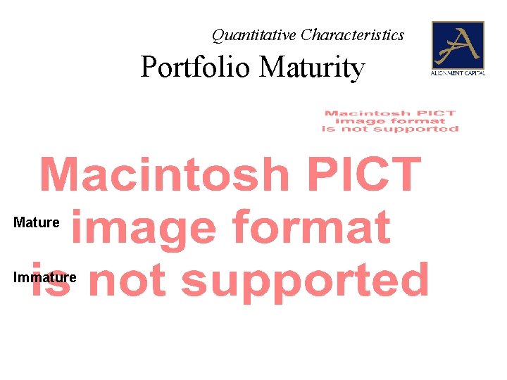 Quantitative Characteristics Portfolio Maturity Mature Immature 